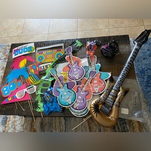 Huge lot of Rock and Roll decorations photo props, inflatables,  80’s guitars